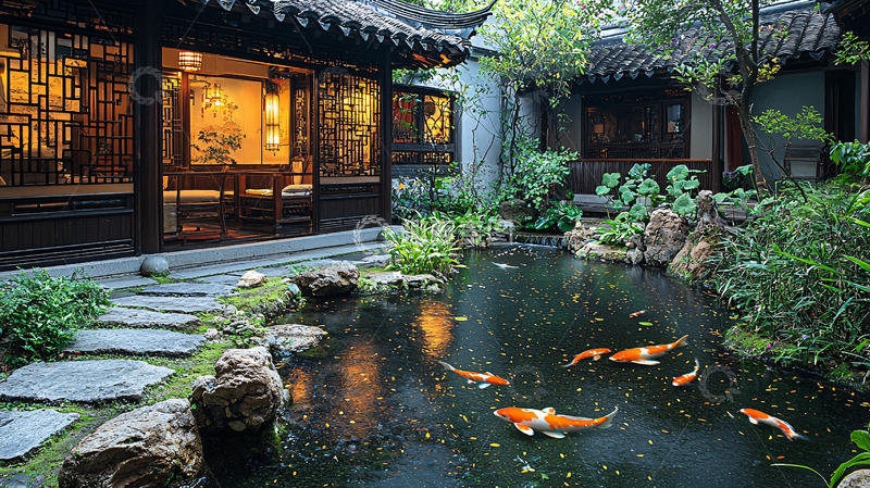 高清大图下载【趣麦麦图】中式庭院