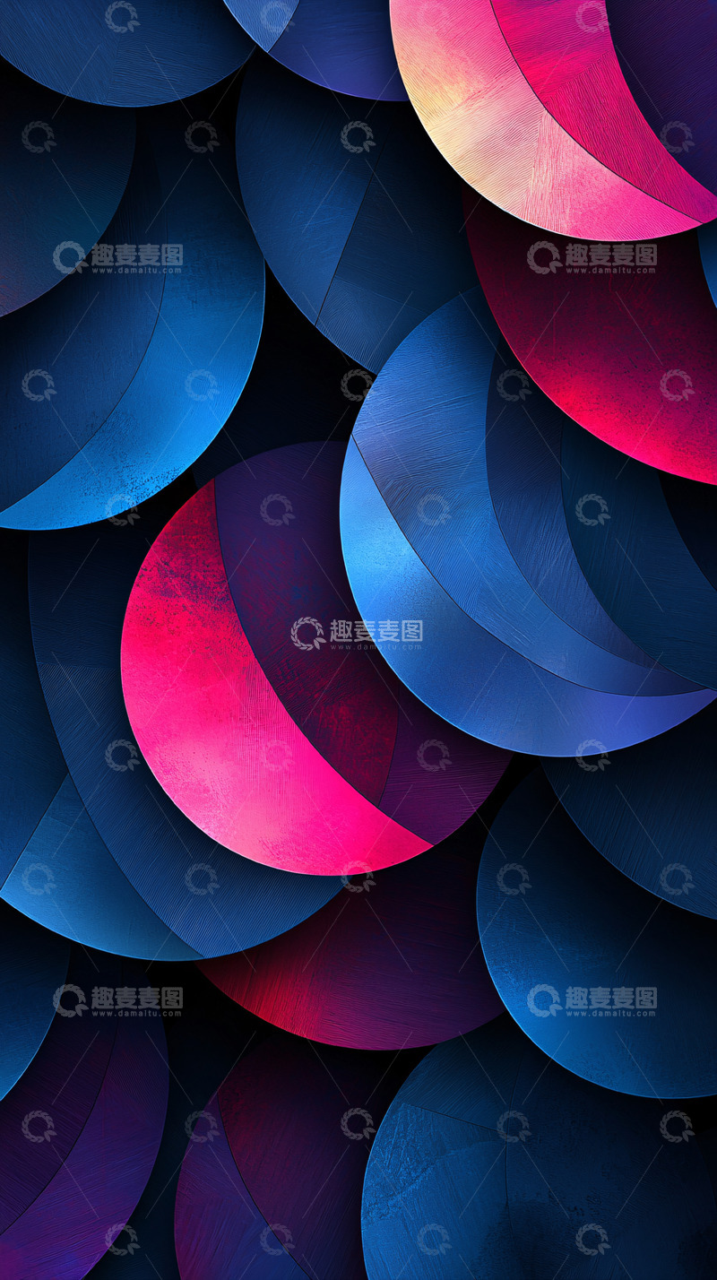 高清大图下载【趣麦麦图】蓝粉渐变色圆形堆叠