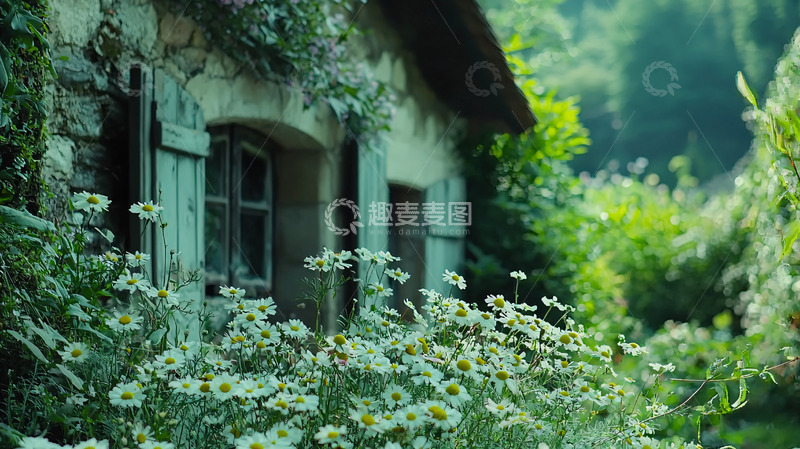 高清大图下载【趣麦麦图】绿意环绕的古老小屋