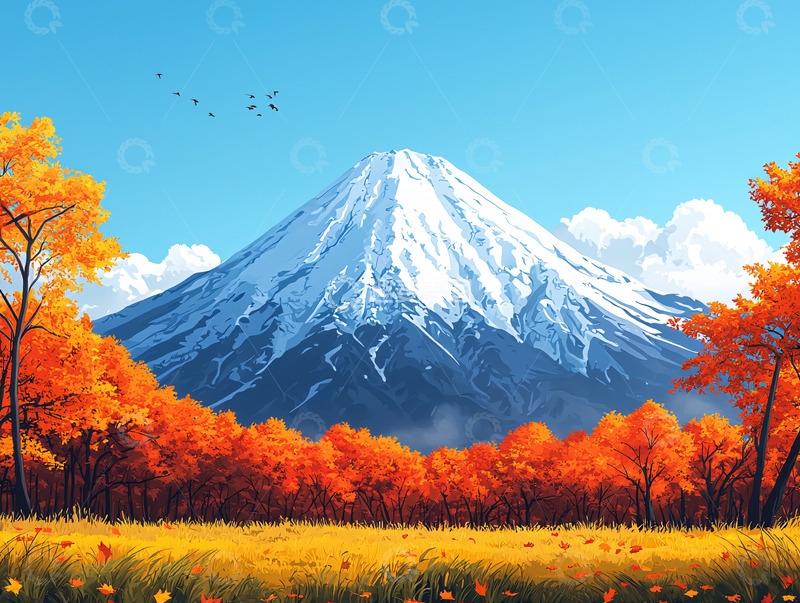 高清大图下载【趣麦麦图】秋日富士山