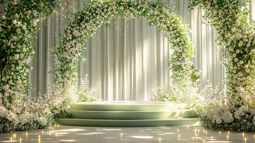 绿植花环婚礼仪式背景