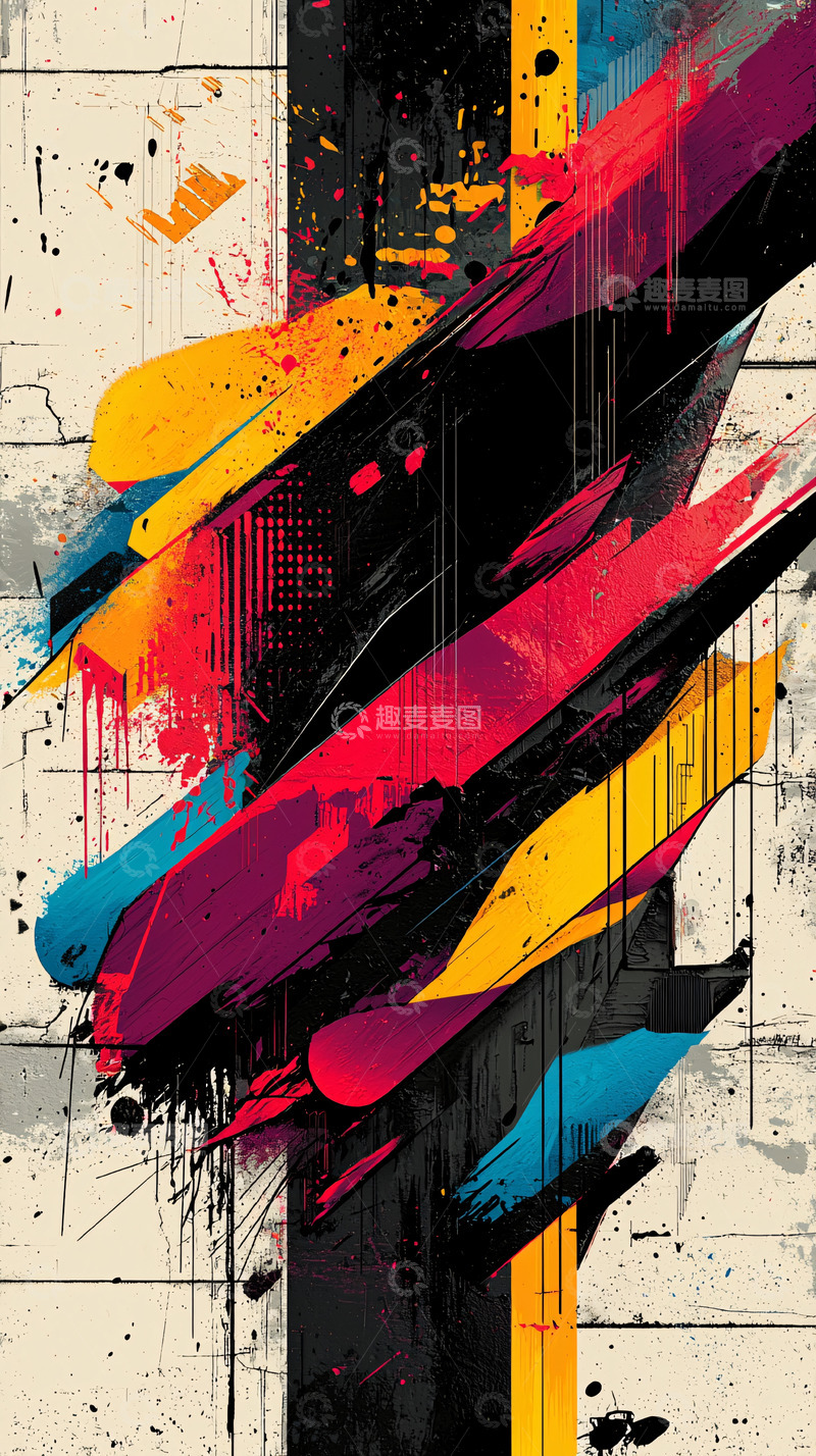 高清大图下载【趣麦麦图】抽象彩色线条和涂鸦
