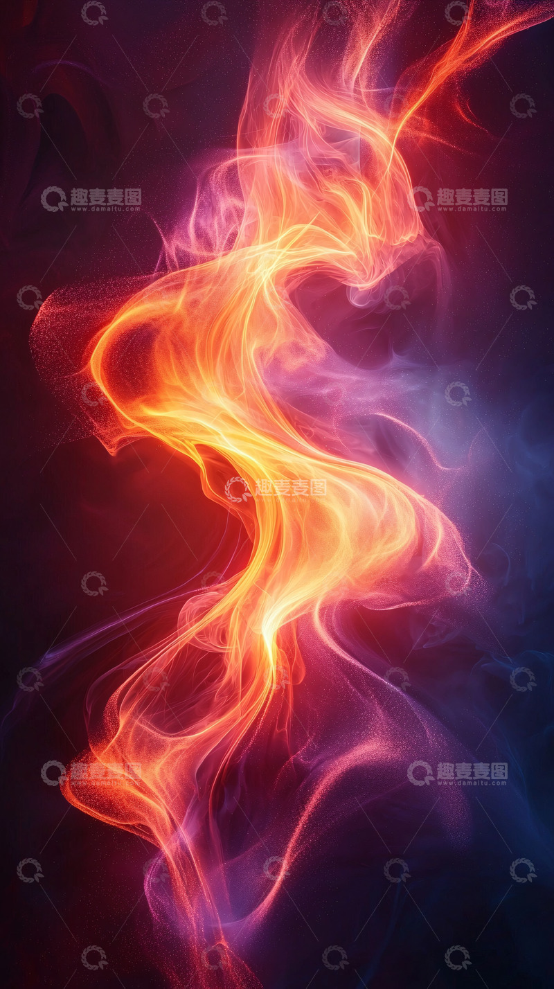 高清大图下载【趣麦麦图】火焰般的抽象光线流动
