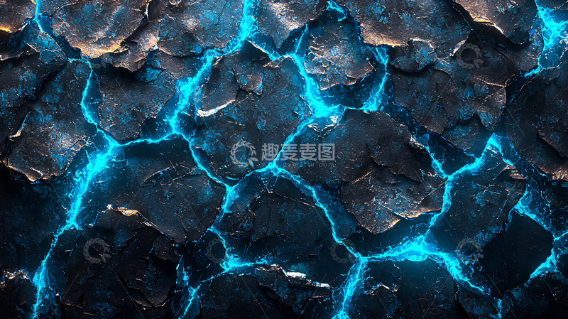 高清大图下载【趣麦麦图】蓝色能量裂缝岩石纹理
