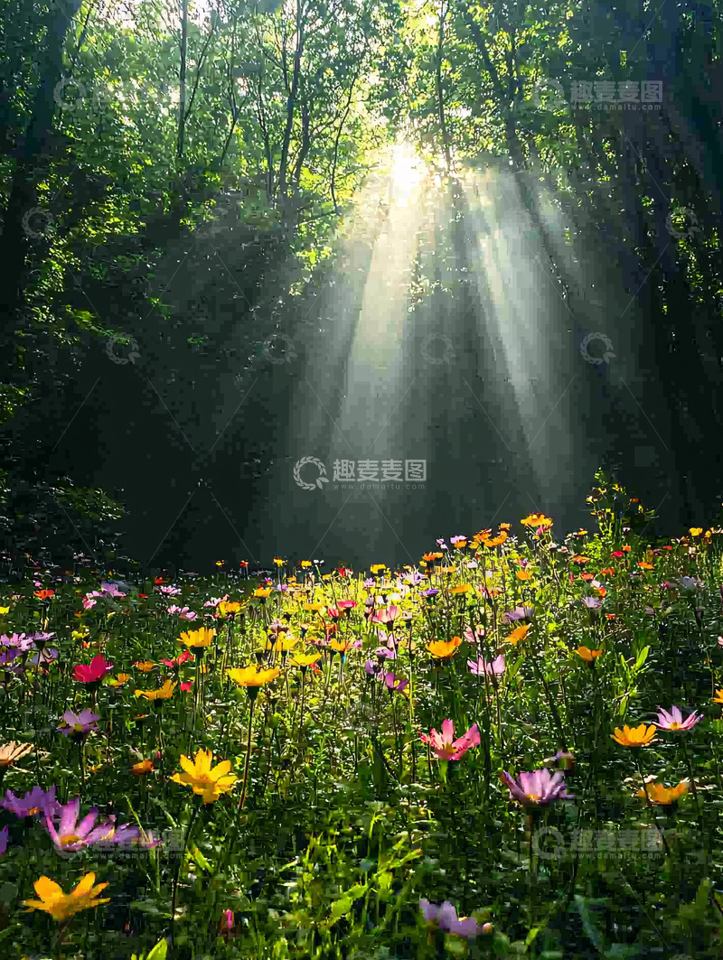 高清大图下载【趣麦麦图】森林光线花海