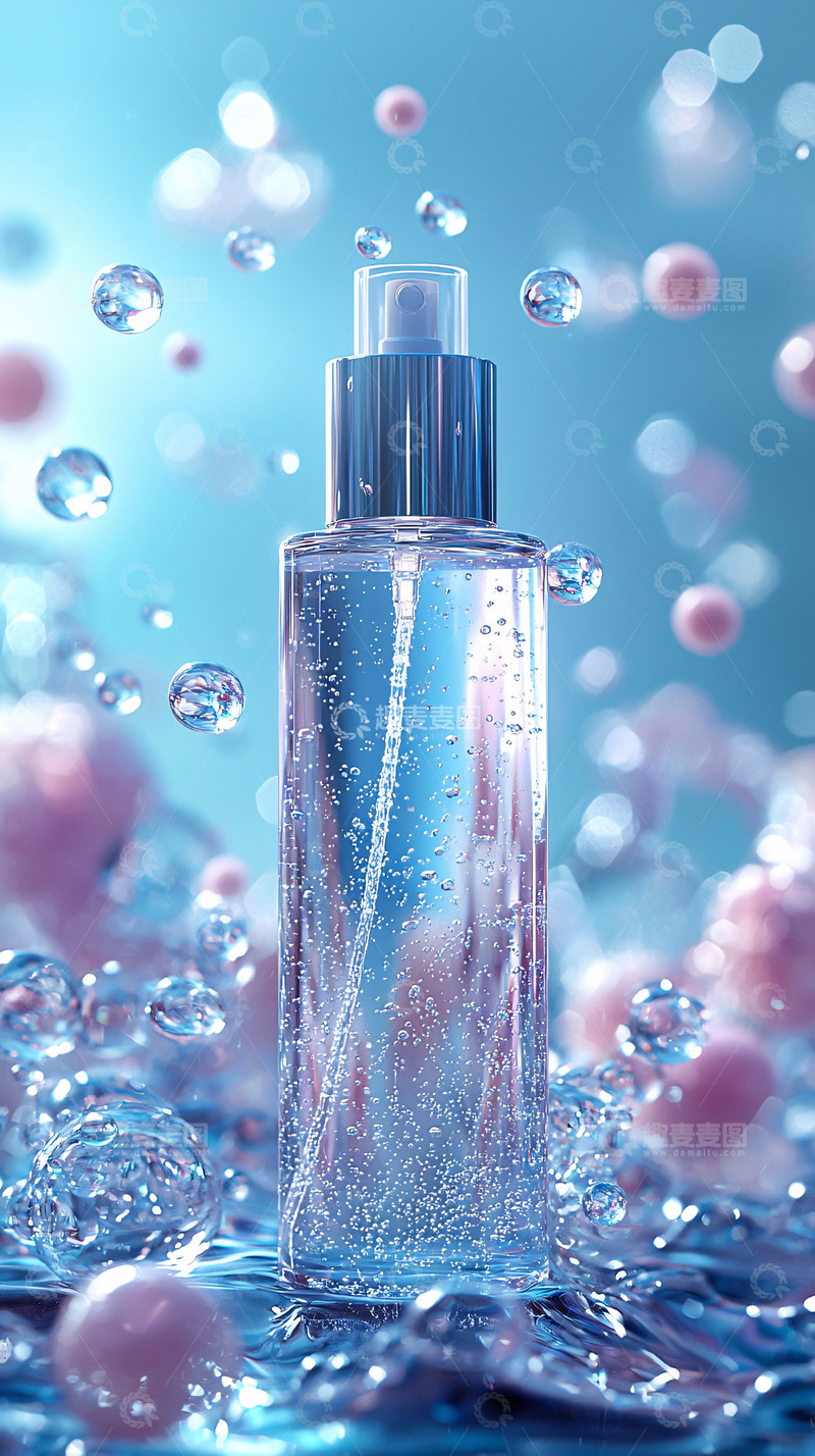 高清大图下载【趣麦麦图】化妆品瓶子和水珠