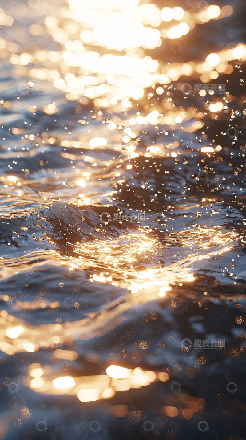 高清大图下载【趣麦麦图】波光粼粼的金色水面