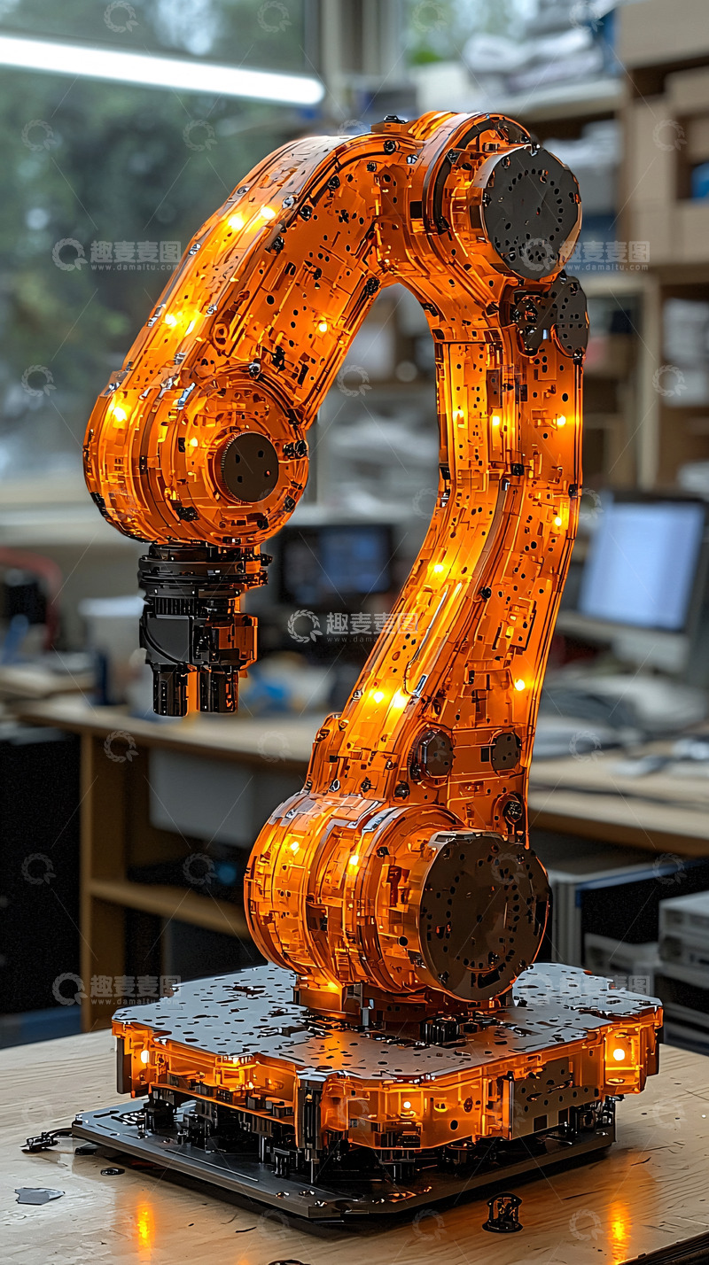 高清大图下载【趣麦麦图】透明橙色机械臂