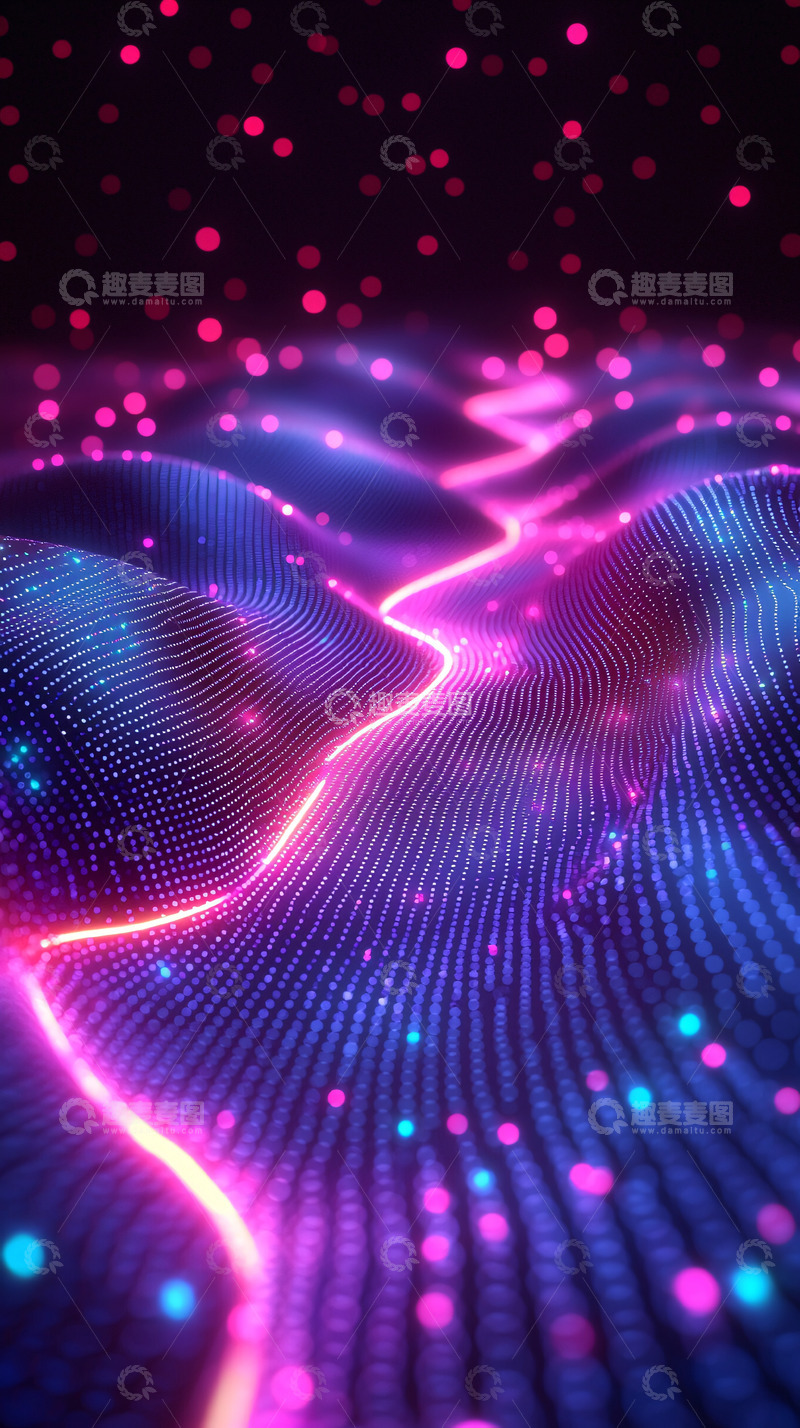 高清大图下载【趣麦麦图】炫彩粒子流光背景