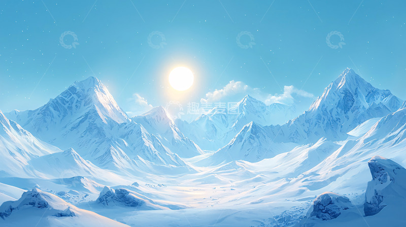 高清大图下载【趣麦麦图】冰雪覆盖的山脉