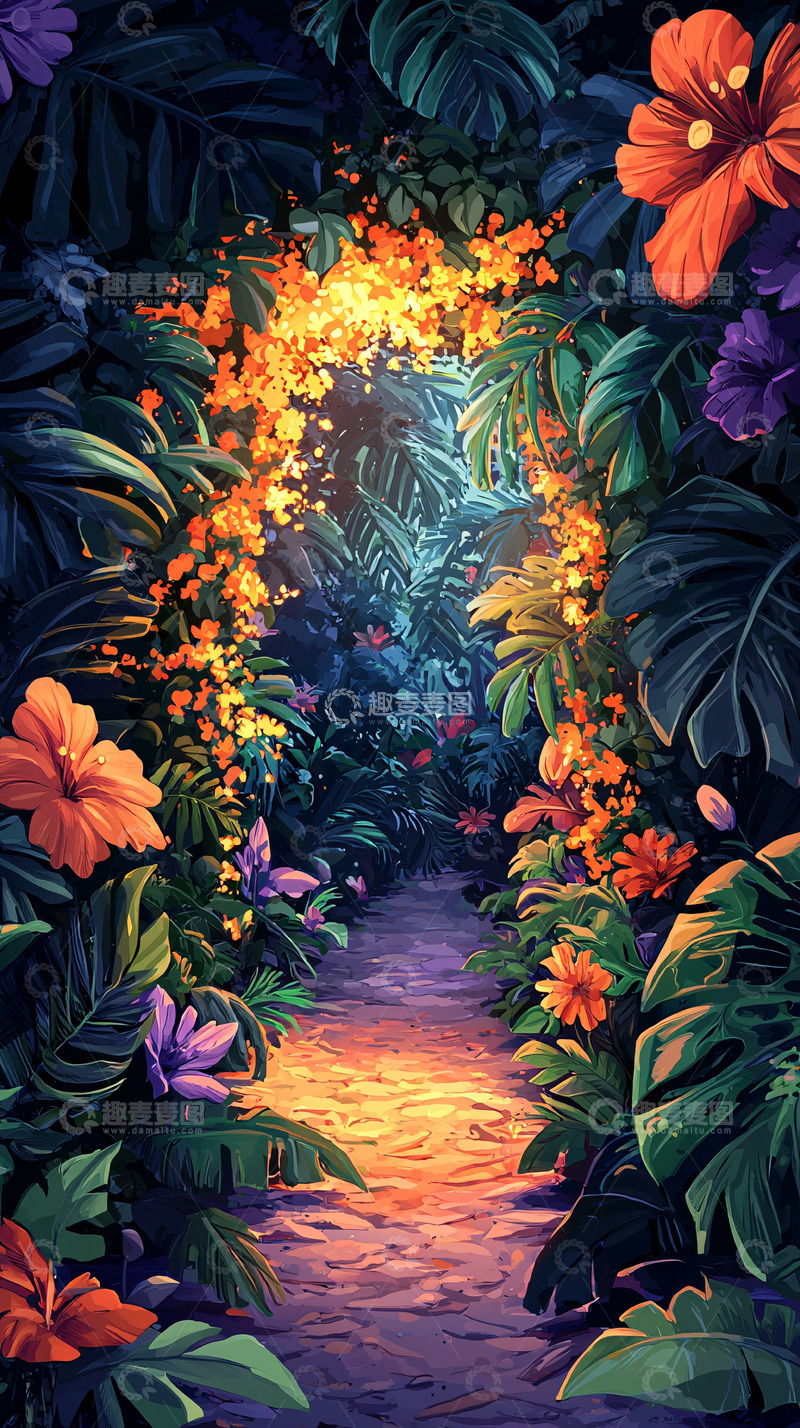 高清大图下载【趣麦麦图】热带雨林花路
