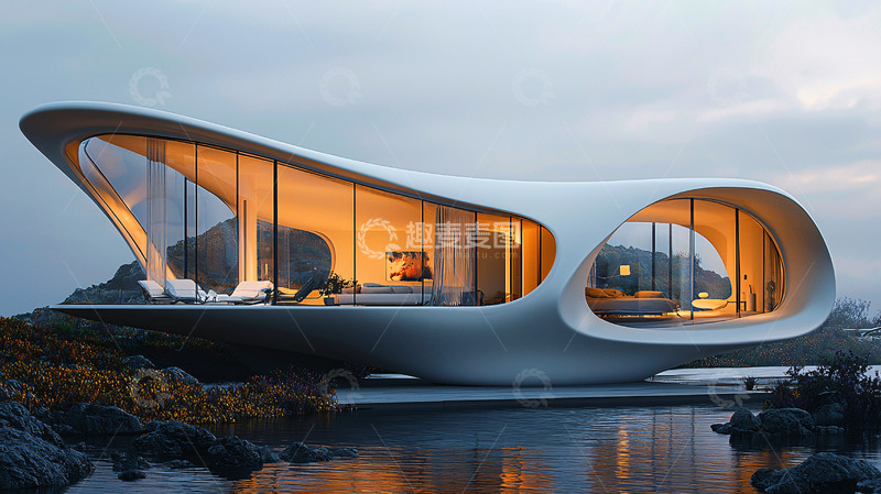 高清大图下载【趣麦麦图】未来感曲线住宅