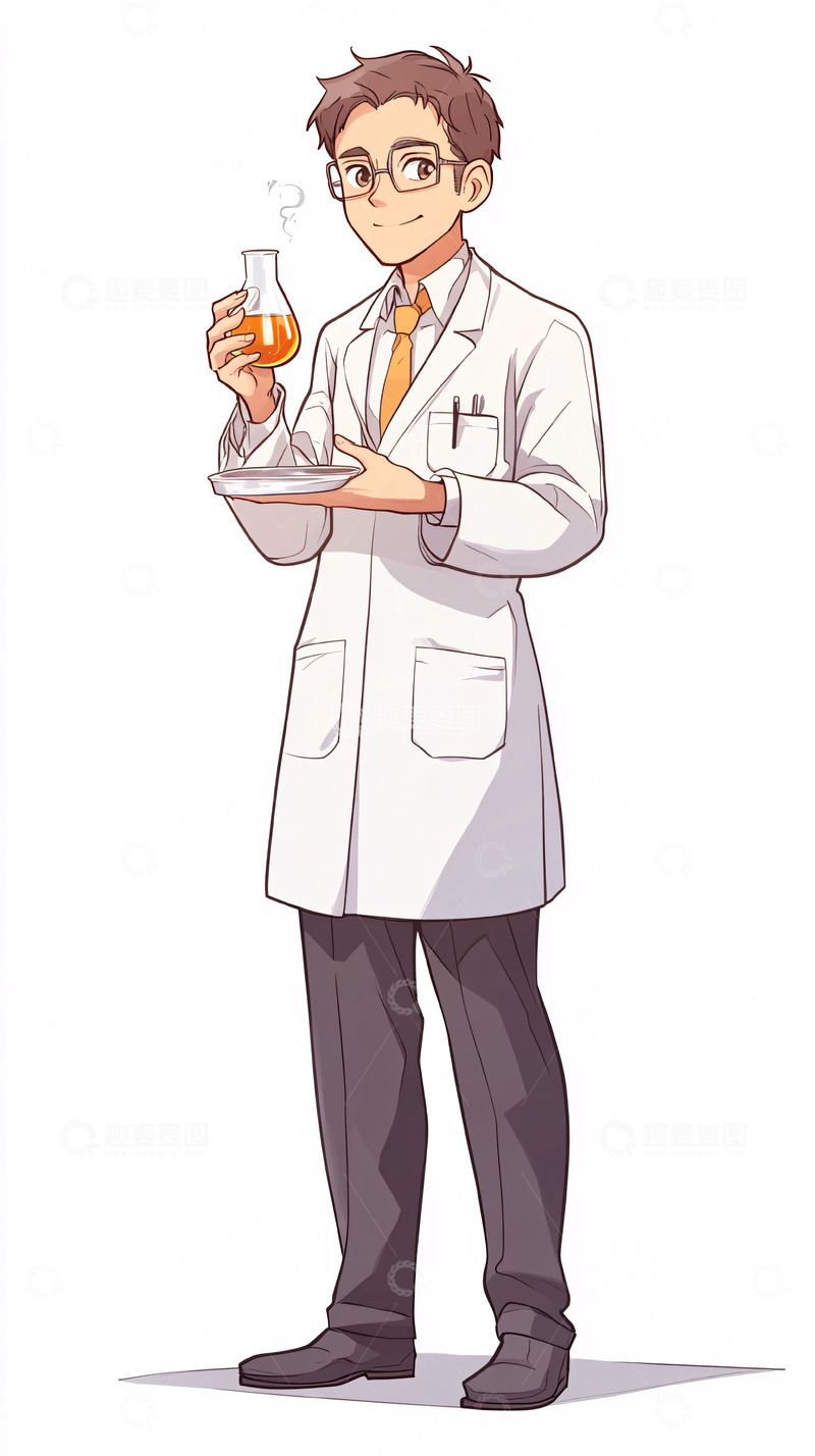 高清大图下载【趣麦麦图】戴眼镜的年轻男科学家