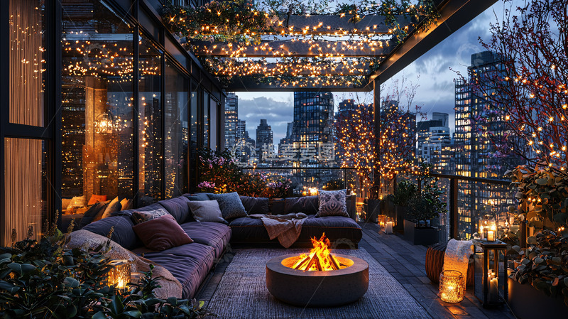 高清大图下载【趣麦麦图】夜景阳台8