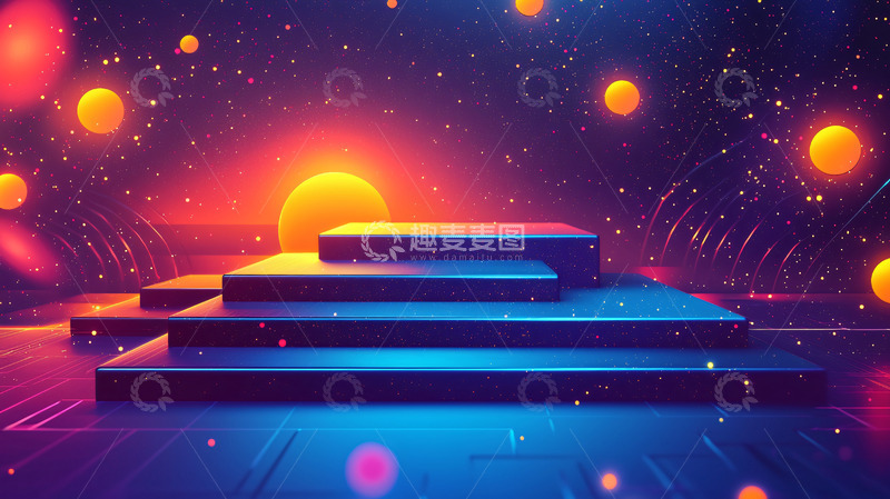 高清大图下载【趣麦麦图】炫彩宇宙阶梯背景