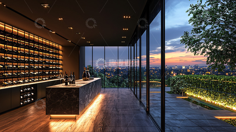 高清大图下载【趣麦麦图】高端酒窖夜景