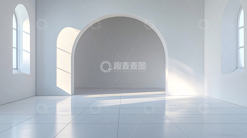 高清大图下载【趣麦麦图】极简白色拱形房间