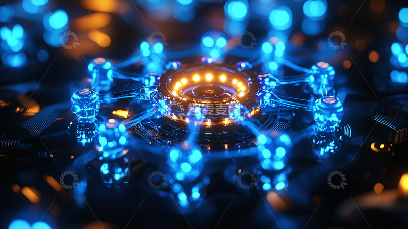 蓝色科技感机械核心