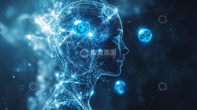 高清大图下载【趣麦麦图】蓝色光晕人像科技感