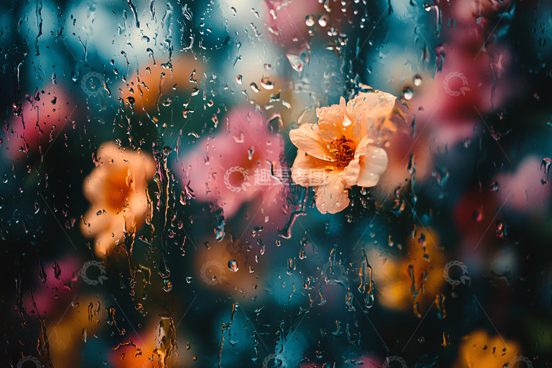 高清大图下载【趣麦麦图】雨中花朵