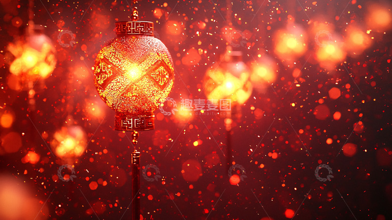 高清大图下载【趣麦麦图】红灯笼雨夜背景