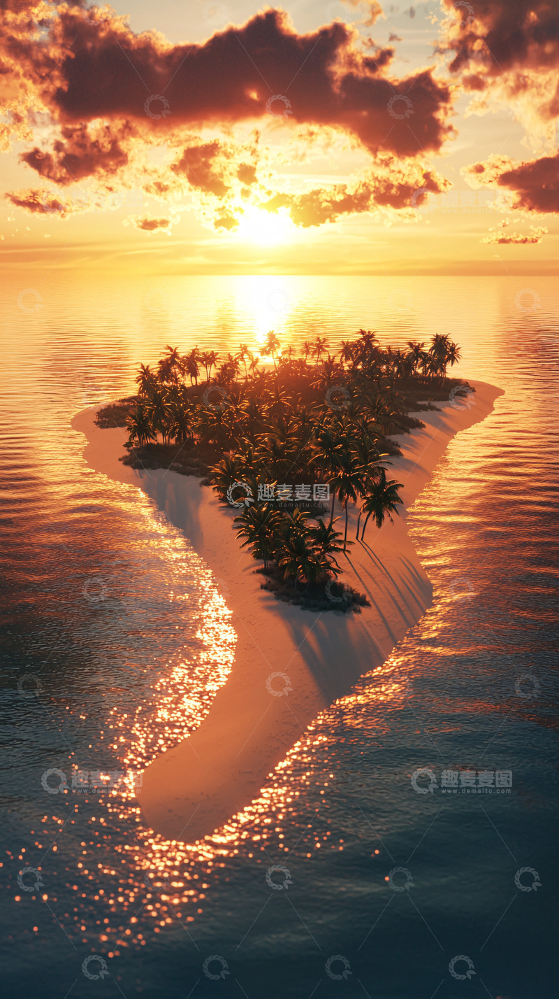 高清大图下载【趣麦麦图】热带岛屿落日余晖