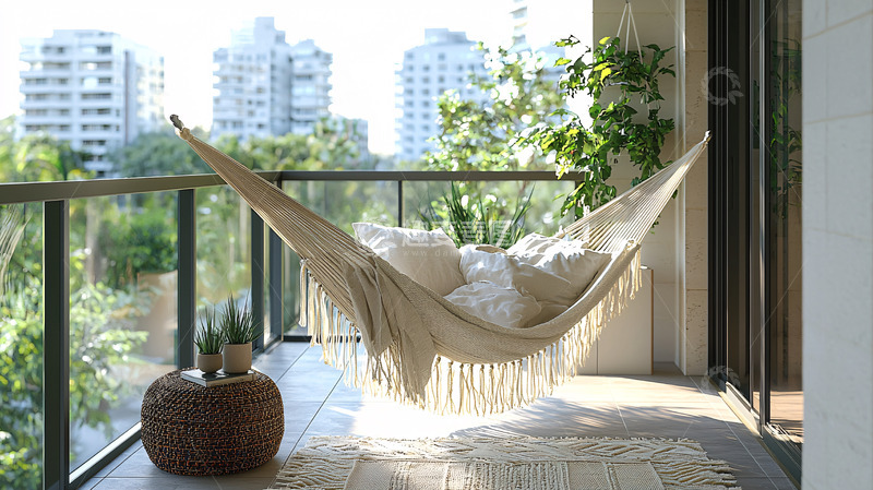 高清大图下载【趣麦麦图】阳台吊床