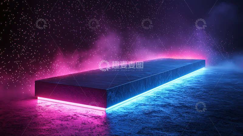 高清大图下载【趣麦麦图】霓虹灯长方体平台
