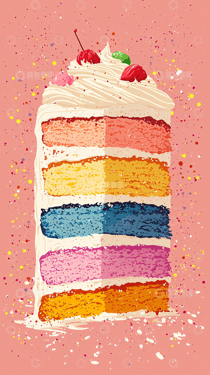 高清大图下载【趣麦麦图】彩虹蛋糕