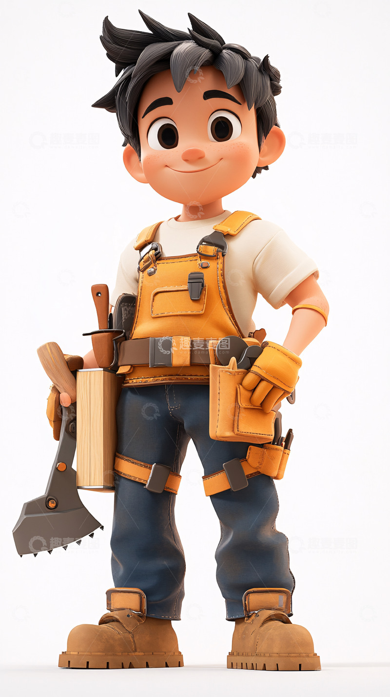 高清大图下载【趣麦麦图】卡通小木匠