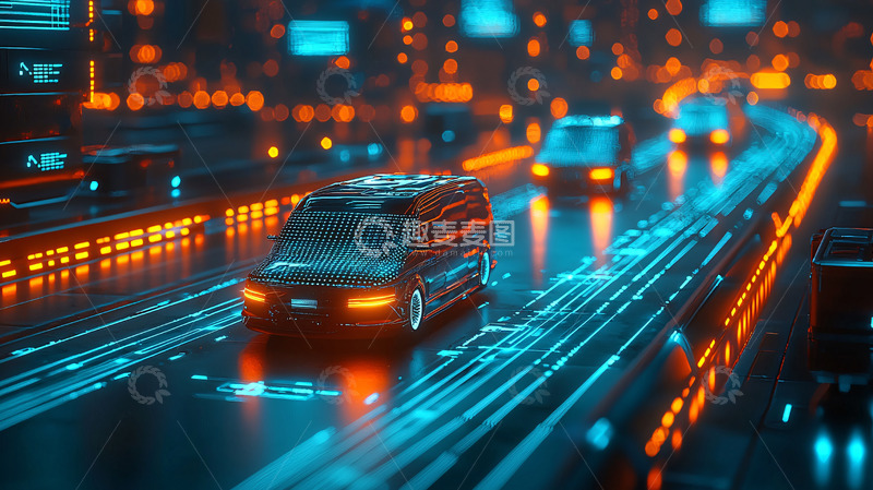 高清大图下载【趣麦麦图】未来科技感城市道路车辆