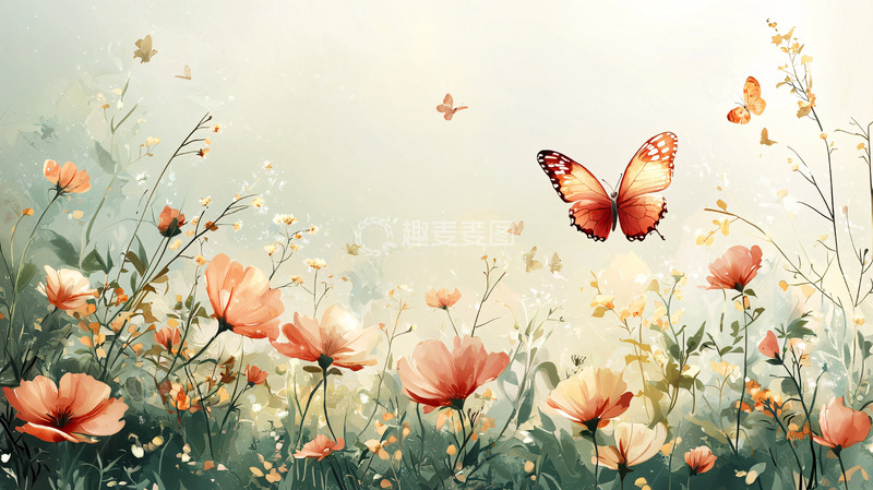高清大图下载【趣麦麦图】唯美意境花田蝴蝶