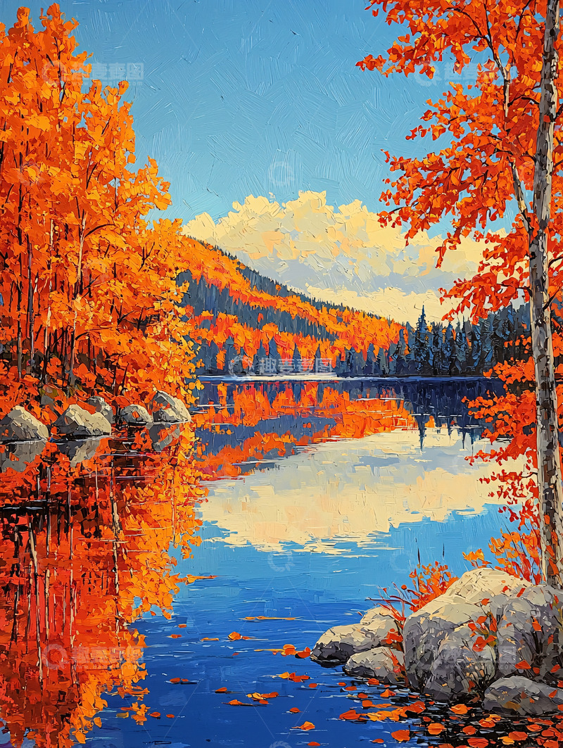 高清大图下载【趣麦麦图】秋日湖泊景色