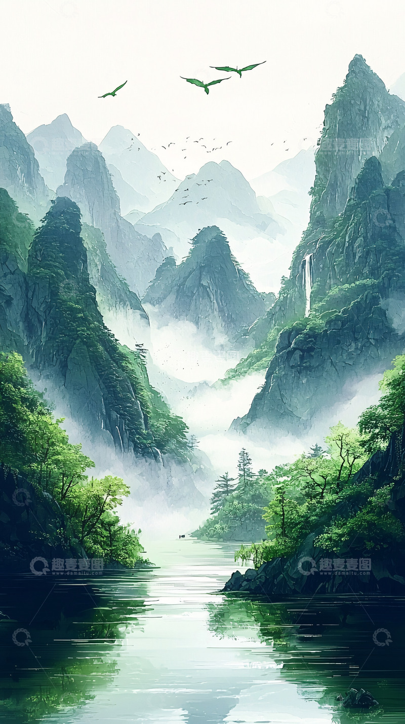 高清大图下载【趣麦麦图】水墨山水画63