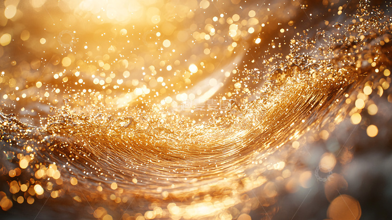 高清大图下载【趣麦麦图】金色光芒闪耀的流体