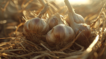 阳光下收获的大蒜