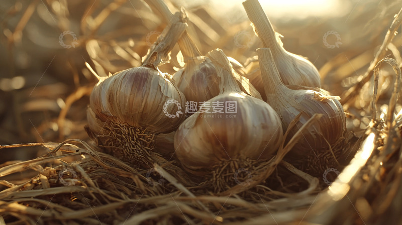 高清大图下载【趣麦麦图】阳光下收获的大蒜