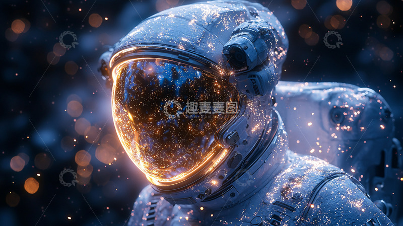 高清大图下载【趣麦麦图】宇航员太空服闪耀粒子