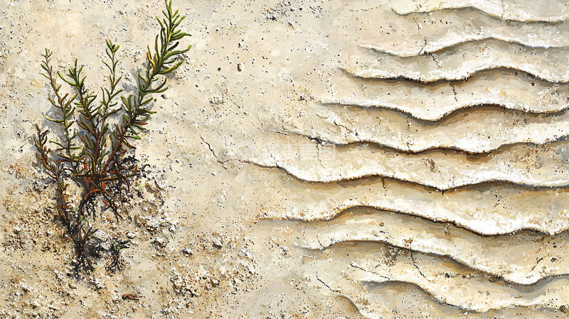 高清大图下载【趣麦麦图】沙地上的植物与波纹