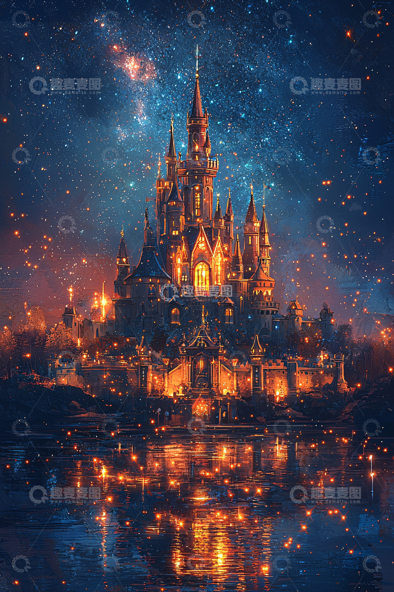 高清大图下载【趣麦麦图】星空下的童话城堡