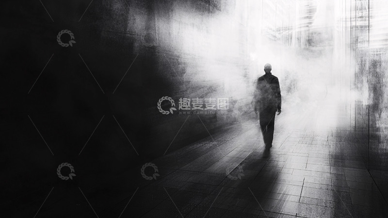 高清大图下载【趣麦麦图】雾中行走的人