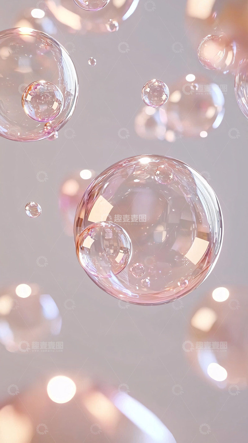 高清大图下载【趣麦麦图】粉色透明泡泡