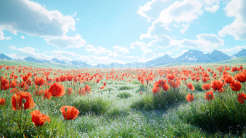 高清大图下载【趣麦麦图】红色罂粟花田
