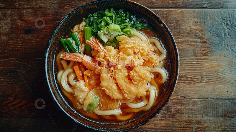高清大图下载【趣麦麦图】日式乌冬面虾天妇罗