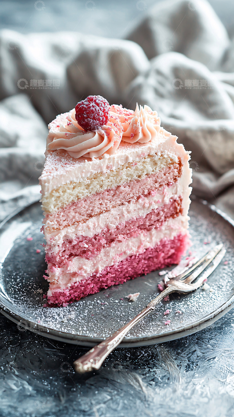 高清大图下载【趣麦麦图】粉色渐变草莓蛋糕