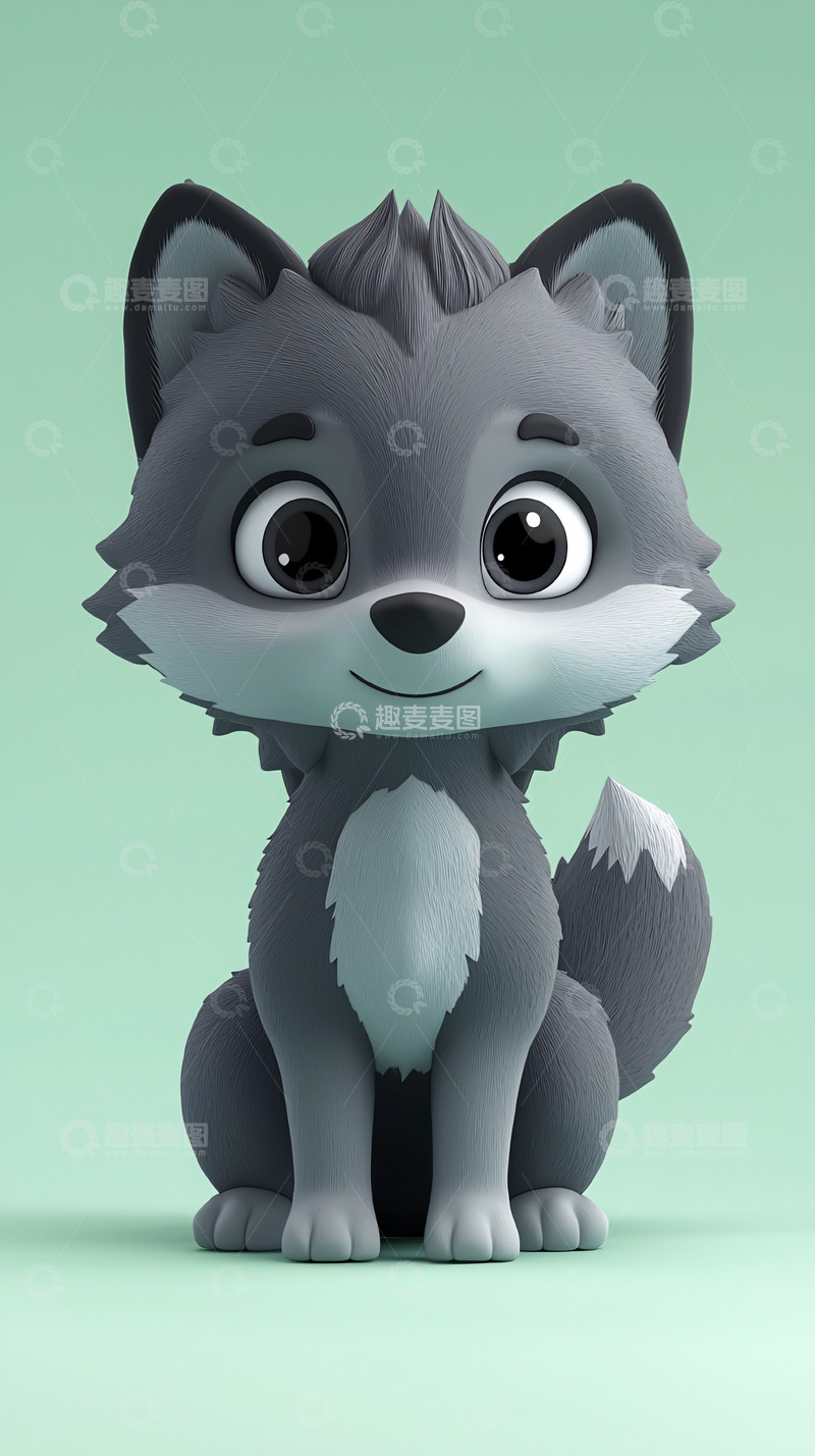 高清大图下载【趣麦麦图】卡通小灰狼