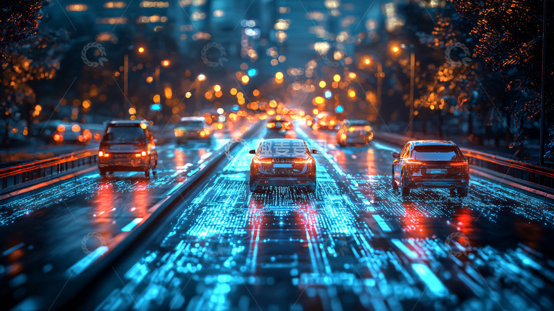 高清大图下载【趣麦麦图】夜景城市道路车辆