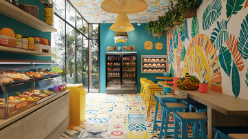 明亮色彩的烘焙店室内设计
