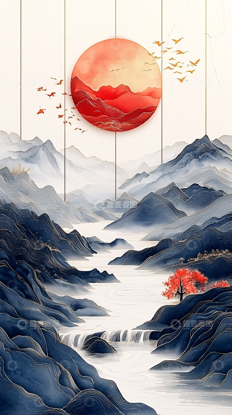 高清大图下载【趣麦麦图】水墨山水画64