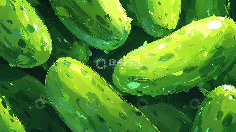 高清大图下载【趣麦麦图】新鲜翠绿的黄瓜特写